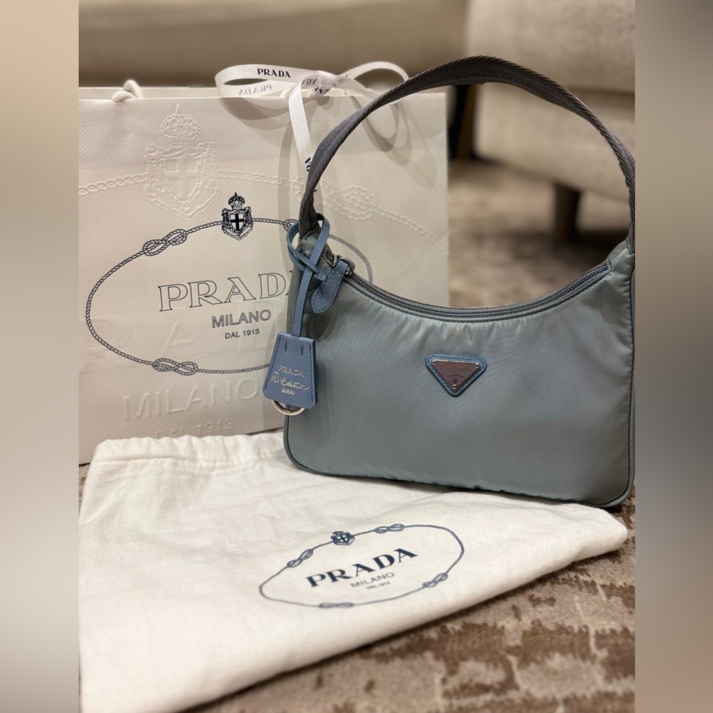 Authentic Prada Tessuto Nylon Re-Edition 2000 Bag Cornflower Blue